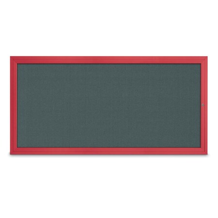 United Visual Products Slim Enclosed Corkboard, 24"x36", Satin Alum Frame/Blue Spruce UVEB2436-SATIN-BLSPRU